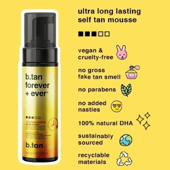B.Tan Forever Ever Ultra Long Lasting Self Tan Mousse Vegan Cruelty Free‎ - Picture 3 of 4